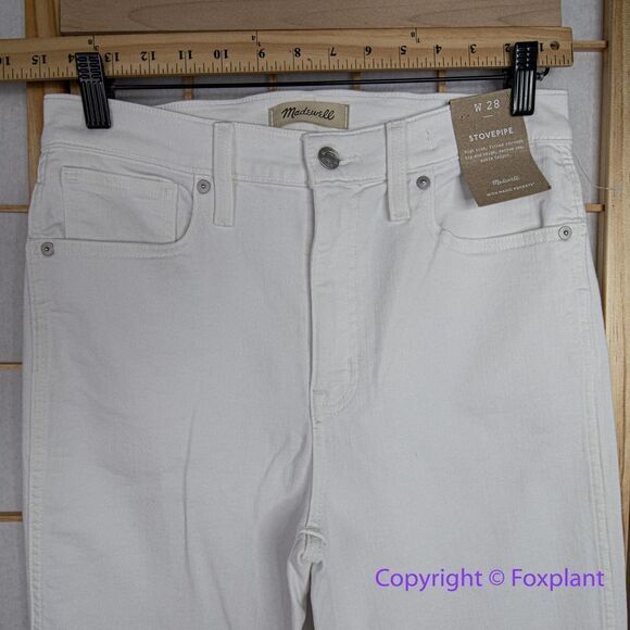 NEW Madewell Stovepipe Jeans in Pure White, 28 - Picture 6 of 16